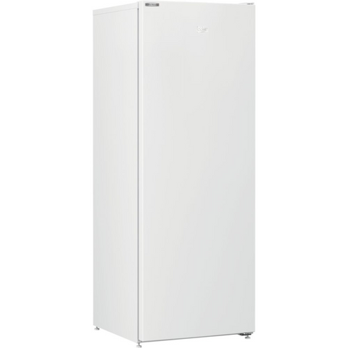 Congélateur BEKO RFNM200E40WN avec porte blanche, intérieur spacieux et compartiments de stockage pour aliments congelés.