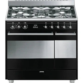 Cocina Smeg ESTÉTICA CLÁSICA 90cm MIXTA ACERO INOXIDABLE NEGRO BRILLANTE - SCB92MN8