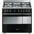 Cocina Smeg ESTÉTICA CLÁSICA 90cm MIXTA ACERO INOXIDABLE NEGRO BRILLANTE - SCB92MN8