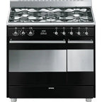 Cocina Smeg ESTÉTICA CLÁSICA 90cm MIXTA ACERO INOXIDABLE NEGRO BRILLANTE - SCB92MN8