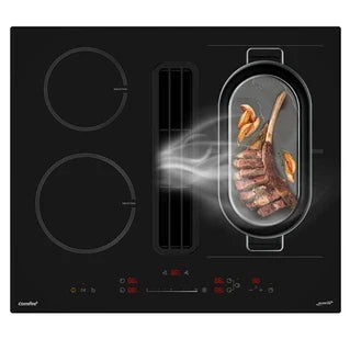 Hob with integrated extractor Comfee 60 cm induction extractor hob, 4 burners + integrated extractor 638m³/h with plinth extraction kit, 7400W, A++