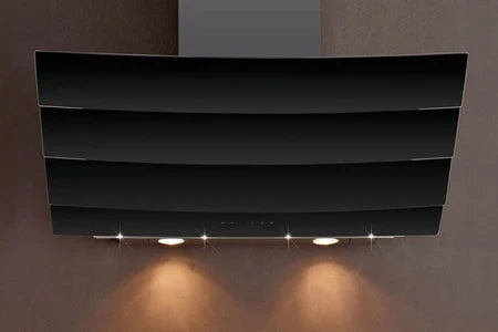 Campana extractora decorativa de pared Silverline inclinada 90cm 577m3/h negra h20390 009