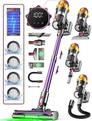 Lexzurn cordless stick vacuum cleaner - 78000pa-600W - 70min runtime
