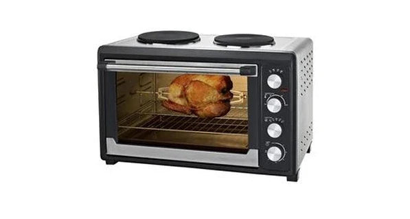 Horno de exterior Syntrox Mini horno de 60 litros con convección y asador con 2 placas de cocción mini horno para pizza