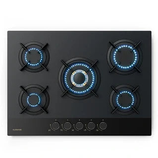 KLARSTEIN Goldflame Nano gas hob, 5 brass burners, 8 kW, gas cooktop - Natural gas/LPG