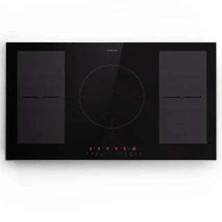 KLARSTEIN 90 cm 7000W induction hob, hybrid induction cooktop, 4 burners, ThermoBoost, Black