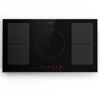 KLARSTEIN 90 cm 7000W induction hob, hybrid induction cooktop, 4 burners, ThermoBoost, Black
