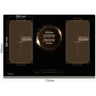 Linarie Toulouse induction hob LS80I2F1Z, 77cm, 5 zones with dual flexible zone