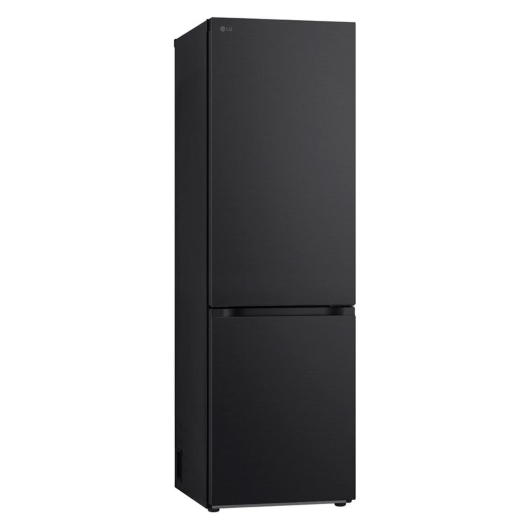 Réfrigérateur LG GBV3100EEP avec portes doubles, intérieur spacieux et compartiments de refroidissement visibles.