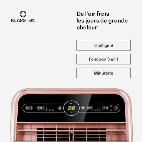 Klarstein Smart Mobiele Airconditioner 12000 BTU – Klasse A, R290, Inverter, Connected, 52 dB, Roze