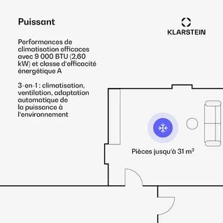 Klimaanlage mobil KLARSTEIN Aero Ring 9K Mobile Smart Klimaanlage 9000 BTU für max. 31 m² mit Sprachsteuerung Weiß