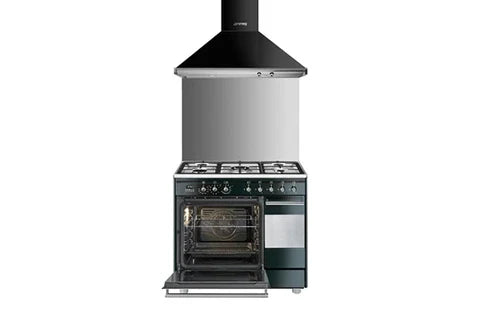 Cocina Smeg ESTÉTICA CLÁSICA 90cm MIXTA ACERO INOXIDABLE NEGRO BRILLANTE - SCB92MN8