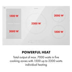 Placa de inducción KLARSTEIN Placa de cocción - Delicatessa 90 Hybrid - Placa vitrocerámica - 7400W - Temporizador - Blanca