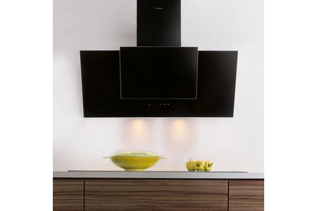 Campana extractora decorativa de pared Silverline Campana de cocina de pared OLI negra de 90 cm