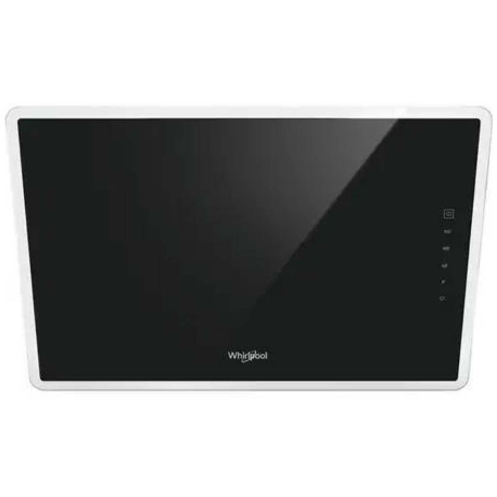 Hotte Whirlpool WHVF63FLTK avec accessoires, vue en gros plan montrant la conception et le filtre de la hotte de cuisine.