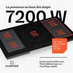 KLARSTEIN 90 cm 7000W induction hob, hybrid induction cooktop, 4 burners, ThermoBoost, Black