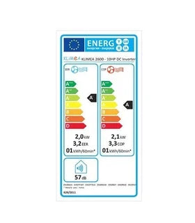 Klimea reversible horizontal monoblock air conditioner, 2.6 kW - KLIMEA 10 HP