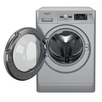 Lave-linge Whirlpool FFBP10469SBSVFR avec porte en verre et panneau de contrôle moderne, vue de face.