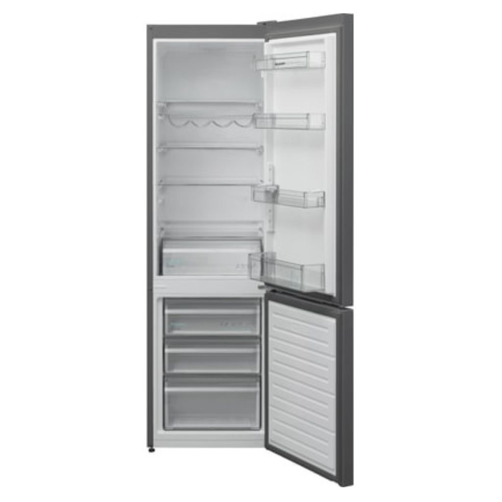 Réfrigérateur Sharp SJ-BB05DTXLF avec porte double, intérieur spacieux et compartiments de stockage modernes.