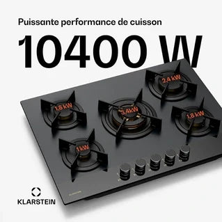 KLARSTEIN Goldflame Nano gas hob, 5 brass burners, 8 kW, gas cooktop - Natural gas/LPG