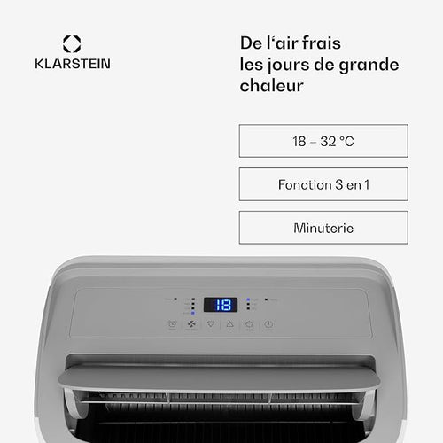 Climatiseur Mobile Klarstein 12000 BTU – Classe A+, R290, SEER 13, Silencieux 63 dB