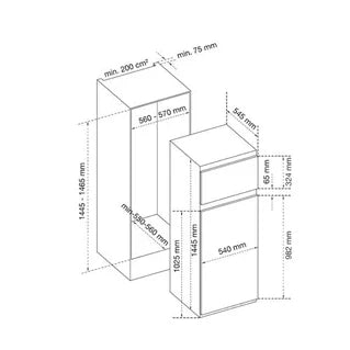 Airlux ARI200DA Kühl-Gefrierkombination oben - Einbau - 145 cm