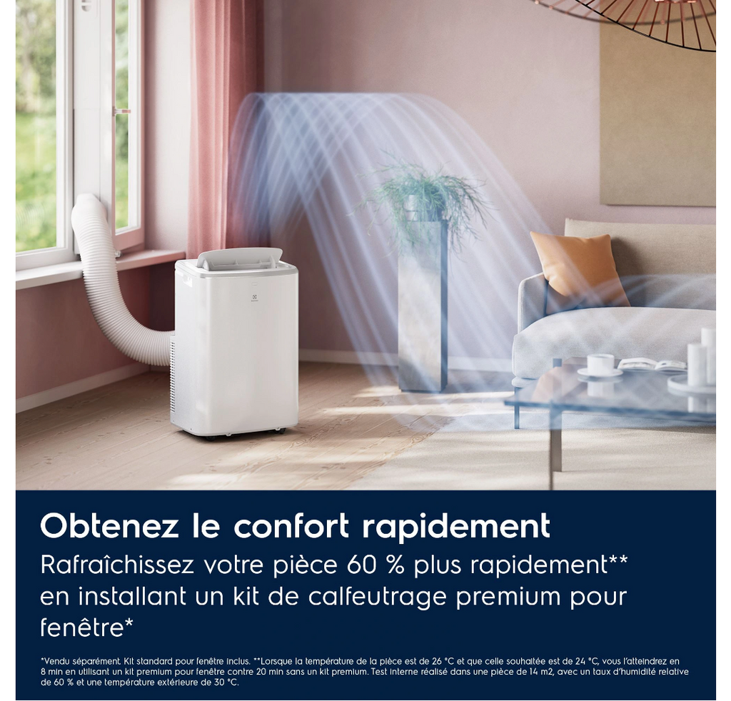 Mobiele Omkeerbare Airconditioner Electrolux EXP38U340HW Comfort 600 – 2600 W, Klasse A, R290, Connected