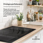 KLARSTEIN 90 cm 7000W induction hob, hybrid induction cooktop, 4 burners, ThermoBoost, Black