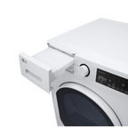 Séche-linge LG RH8D13WH avec porte blanche et panneau de contrôle, vue frontale de l’appareil domestique.