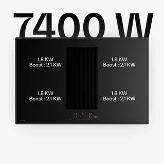 Hob with integrated extractor KLARSTEIN Velaire elegant minimalist 80 cm induction hob with integrated extractor, 8400W, Black