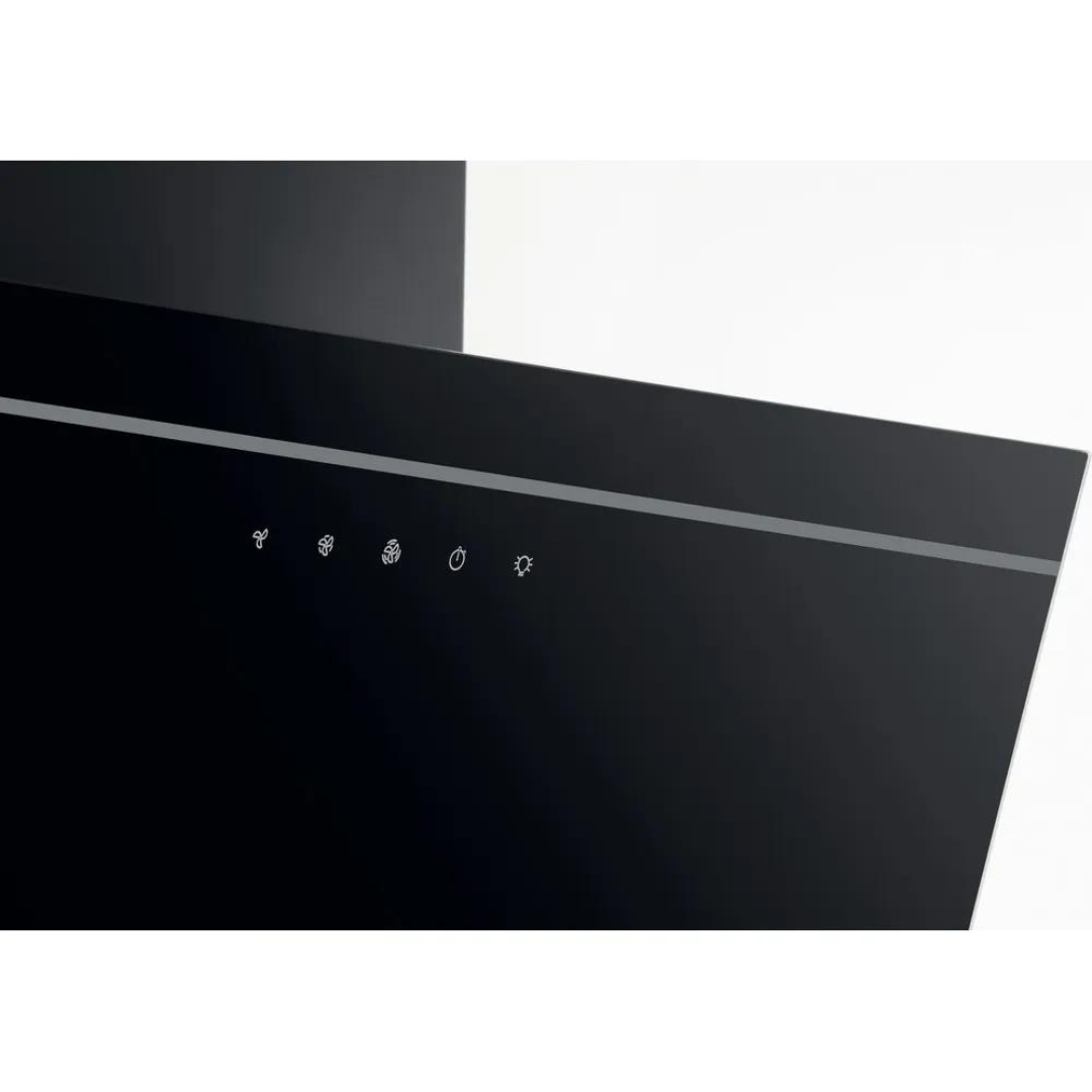 Hotte Whirlpool AKR62FLTK avec filtre et commandes visibles, accessoires pour cuisine moderne en acier inoxydable.