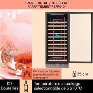KLARSTEIN Vinovilla 127 Weinkühlschrank – 45 dB – Klasse G – Edelstahl