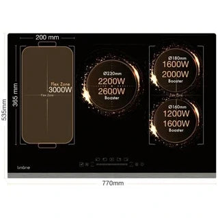 Linarie Toulouse induction hob LS80I2F1Z, 77cm, 5 zones with dual flexible zone