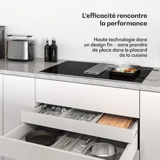 Hob with integrated extractor KLARSTEIN Verosteel elegant minimalist 80 cm induction hob with integrated extractor, 8400 W, Black
