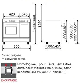 Cocina Glem, encimera de cocción de 4 fuegos, quemadores de gas, blanca, 80x50cm