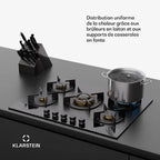 KLARSTEIN Goldflame Nano gas hob, 5 brass burners, 8 kW, gas cooktop - Natural gas/LPG