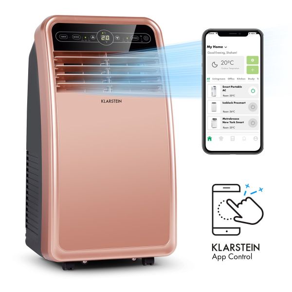 Climatizador Móvil Smart Klarstein 12000 BTU – Clase A, R290, Inverter, Conectado, 52 dB, Rosa