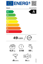 Lavadora Bosch Serie 6 de carga frontal 9 kg máx. 1400 rpm WUU28T69FR
