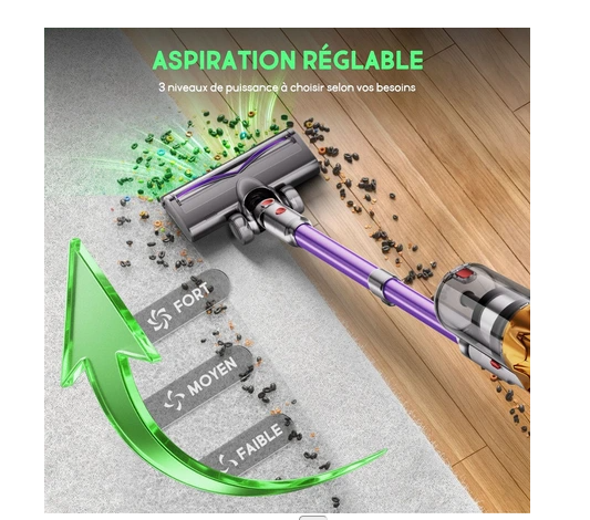 Lexzurn cordless stick vacuum cleaner - 78000pa-600W - 70min runtime