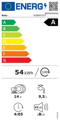 Beko 60 cm 14-place-setting 42 dB grey freestanding dishwasher BDFN26460G