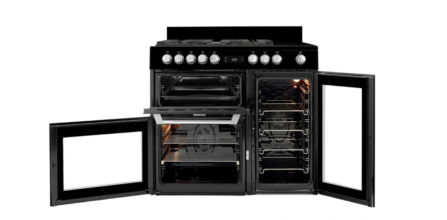 Leisure CUISINEMASTER PRO 100cm Gas- und Glaskeramik-Kochfeld, Schwarz - PR100F560K