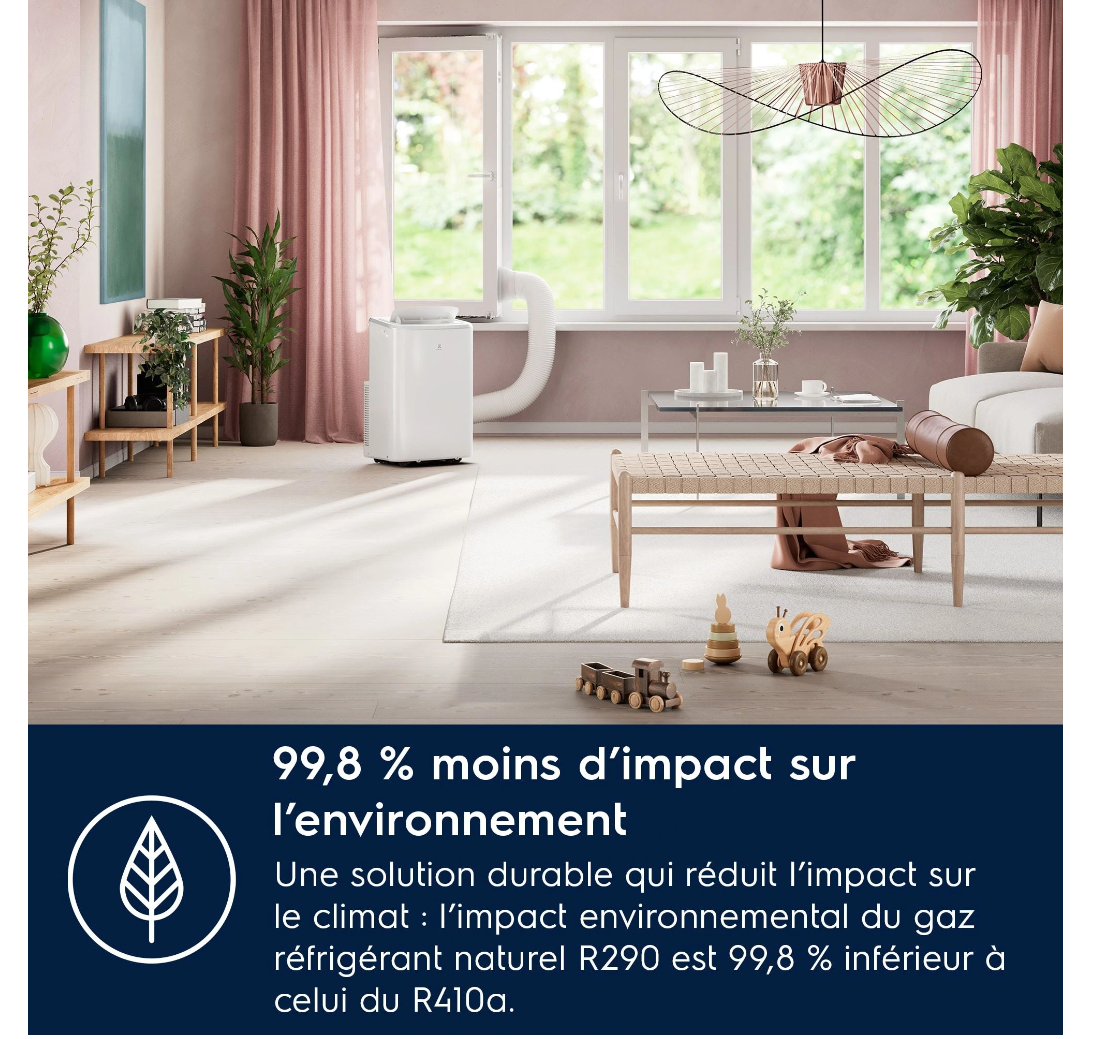 Climatiseur Mobile Electrolux EXP26U339CW Comfort 600 – 2600 W, Classe A, R290, 64 dB