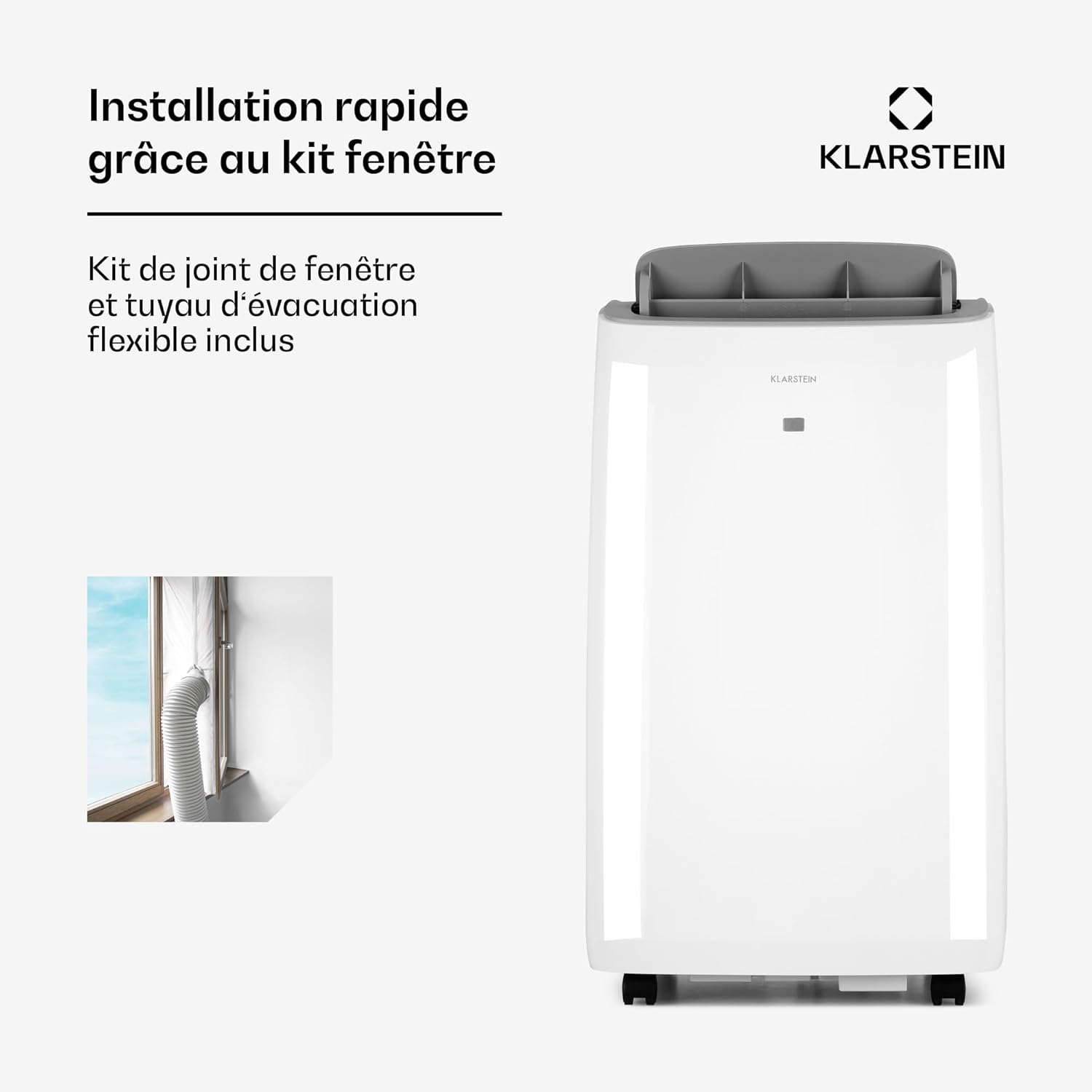 Klarstein Mobiele Airconditioner 12000 BTU – Klasse A+, R290, SEER 13, Stil 63 dB