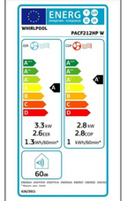 Mobiele Airconditioner Reversible Whirlpool PACF212HPW – 3300 W, Klasse A/A+, R290, 6th Sense