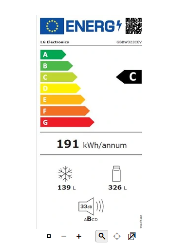 Kühl-Gefrierkombination unten Lg GBBW322CEV Schwarz