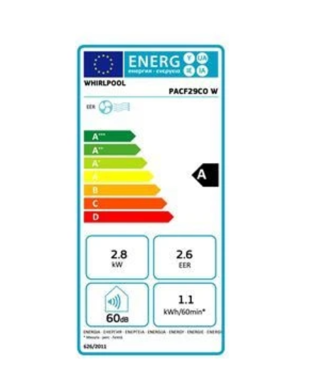 Climatiseur Mobile Whirlpool PACF29COW – 2800 W, Classe A, R290, Around U, 60 dB