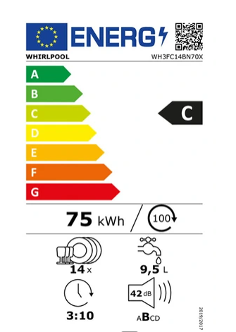 Lavavajillas de libre instalación Whirlpool WH3FC14BN70X INOX