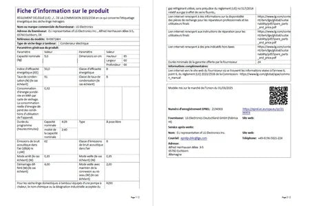 Wärmepumpentrockner Lg RH9X71WH Weiß