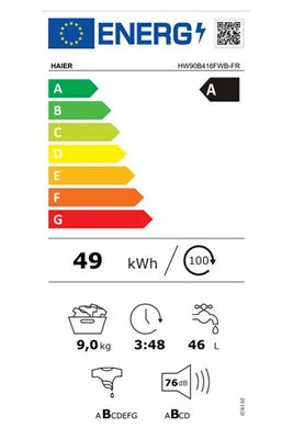Haier HW90B416FWB-FR Frontlader-Waschmaschine